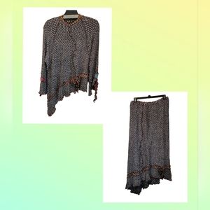French Dressing popcorn lace top and skirt. Size varies